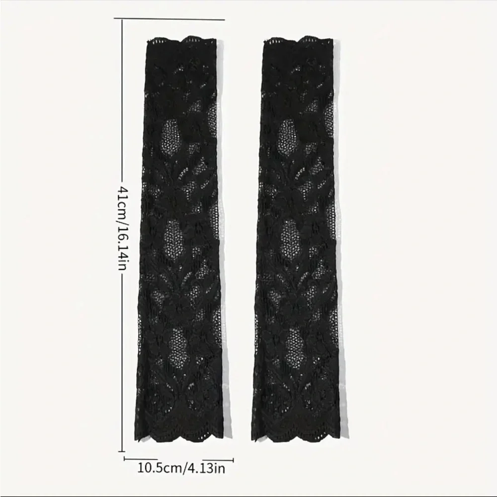 Flower Lace Sleeves Elegant Breathable Long Elastic Decorative Fingerless Gloves